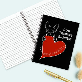 Cuaderno Perro francés lindo personalizado con corazón rojo