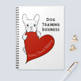 Cuaderno Perro francés lindo personalizado con corazón rojo