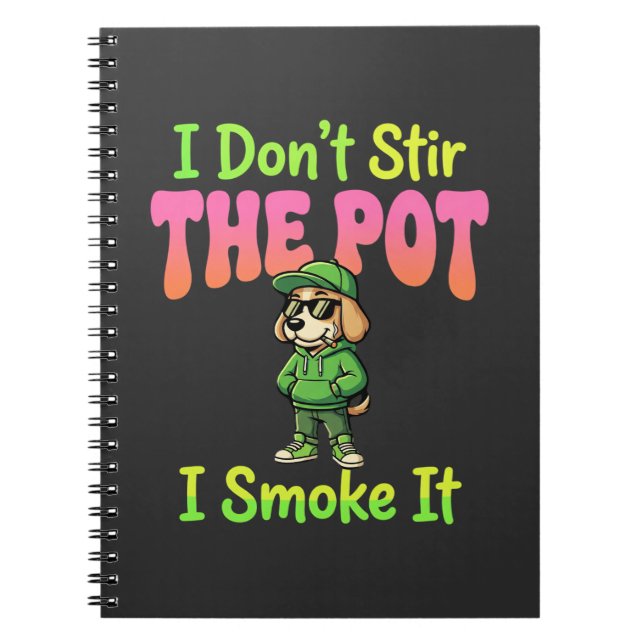 Cuaderno Perro fumador de marihuana divertido (Frente)