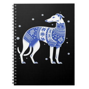 Cuaderno Perro Galgo de Navidad con una espantosa sudadera 