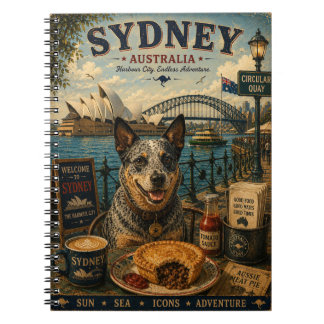 Cuaderno Perro Ganadero Australiano en Arte de Viaje Vintag
