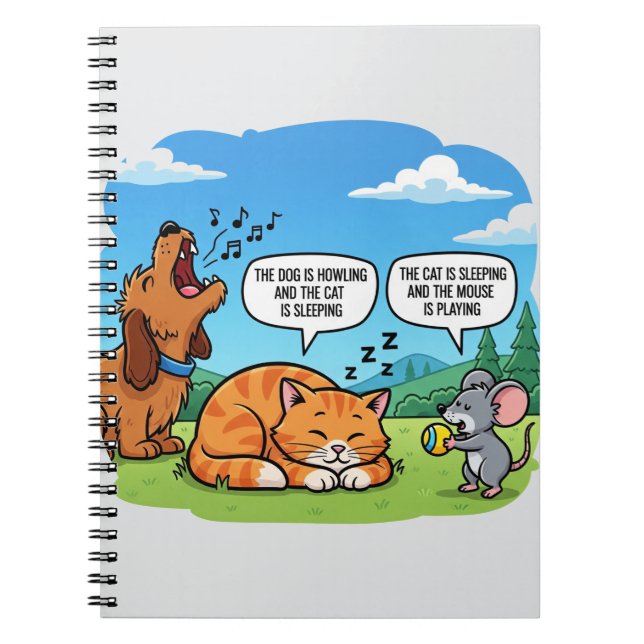 Cuaderno Perro, Gato y Ratón de Dibujos Animados Divertidos (Frente)