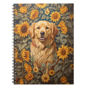 Cuaderno Perro Golden Retriever En El Campo Del Girasol