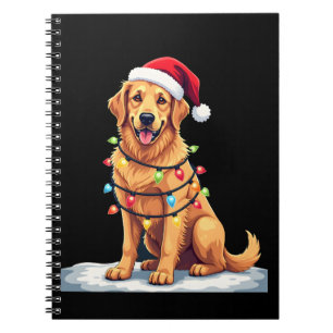 Cuaderno Perro Golden Retriever Santa Navidad Xmas Luces (