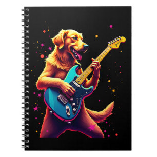 Cuaderno Perro Golden Retriever tocando Rock con Guitarra E