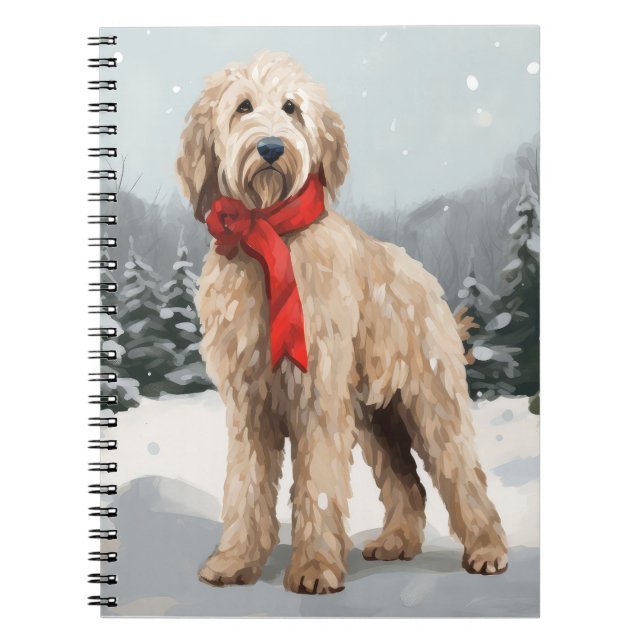 Cuaderno Perro Goldendoodle en Navidades de Nieve (Frente)