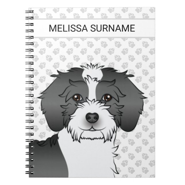 Cuaderno Perro Goldendoodle Mini de Color Parti Negro & Tex (Frente)