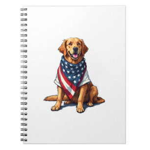 Cuaderno Perro grabado con la bandera americana amante de G