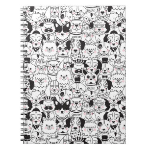 Cuaderno Perro gracioso cría animal blanco y negro