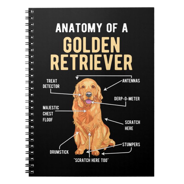 Cuaderno Perro gracioso de la anatomía de Golden Retriever (Frente)