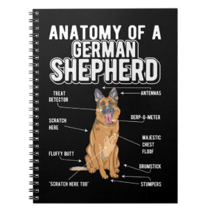Cuaderno Perro gracioso de la anatomía pastora alemana