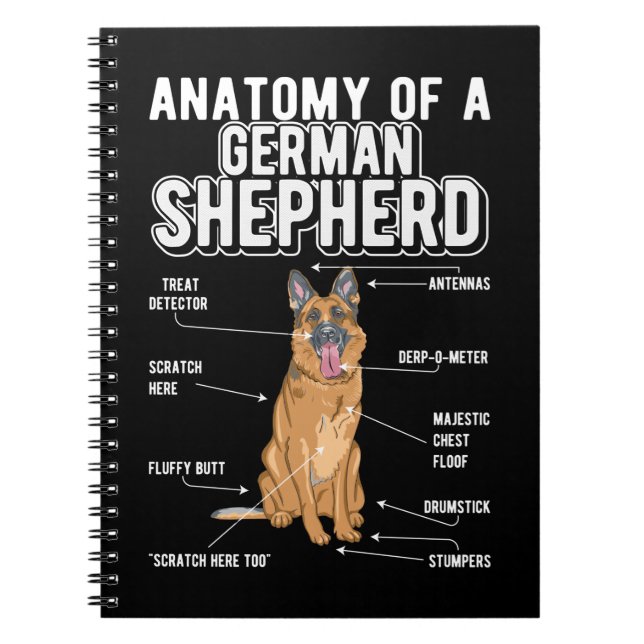 Cuaderno Perro gracioso de la anatomía pastora alemana (Frente)