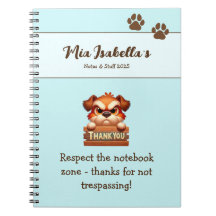 Perro gracioso Gracias Paws Notebook Personalizabl