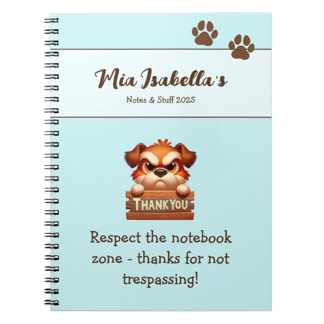 Cuaderno Perro gracioso Gracias Paws Notebook Personalizabl (Frente)