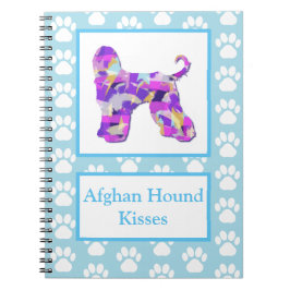 Cuaderno Perro hound afgano besa silueta azul PPY&B