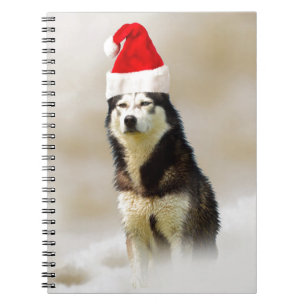 Cuaderno Perro Husky Siberiano con Sombrero de Nieve