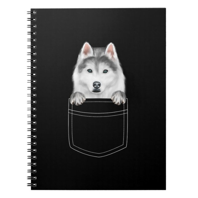 Cuaderno Perro Husky Siberiano En El Bolsillo |Gracioso reg (Frente)
