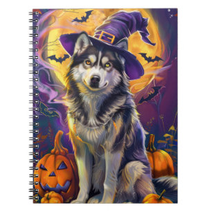 Cuaderno Perro Husky Siberiano Espeluznante Bruja de Hallow