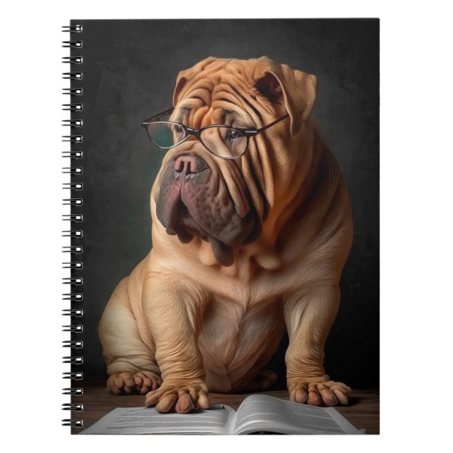 Cuaderno Perro inteligente Shar Pei con diseño de libros (Frente)