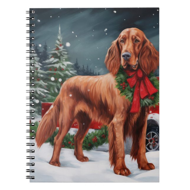Cuaderno Perro irlandés de la Red Setter en Navidades de Ni (Frente)
