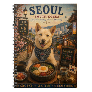Cuaderno Perro Jindo en Arte de Viaje Vintage de Seúl
