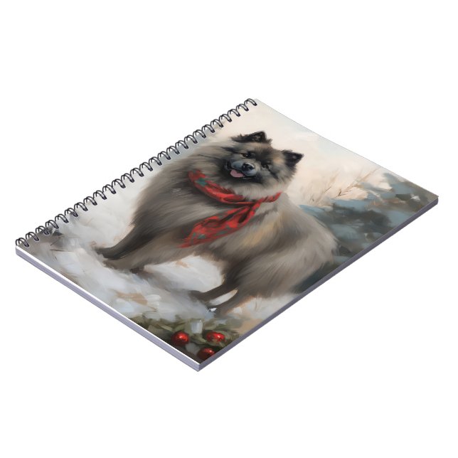 Cuaderno Perro Keeshond en Navidades de nieve (Lado Izquierdo)