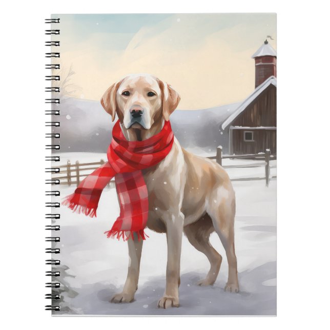 Cuaderno Perro Labrador en Navidad con Nieve (Frente)