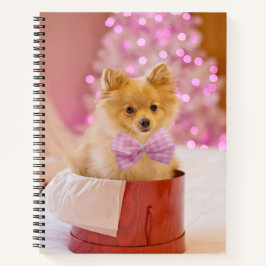 Cuaderno Perro lindo con Navidades de vaca rosa fotografía
