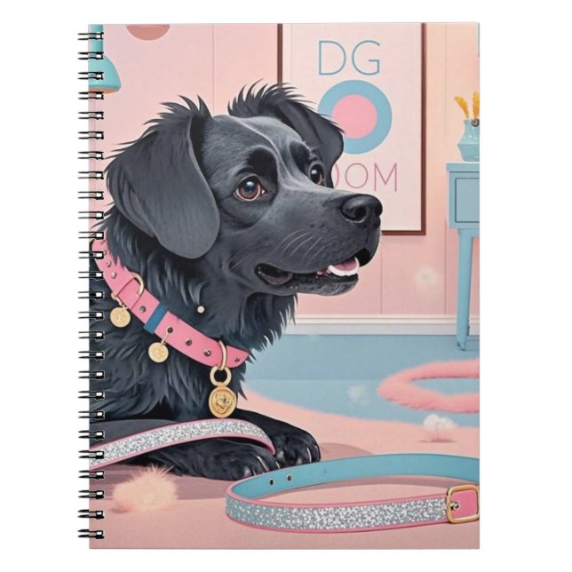 Cuaderno Perro lindo perro rosa azul bling mamá (Frente)