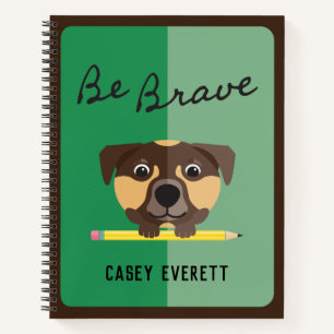 Cuaderno Perro Lindo y Valiente Con Lápiz Sobre Verde