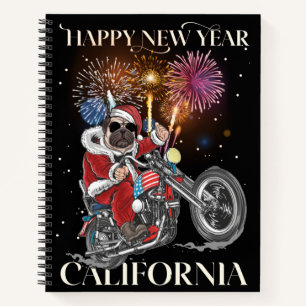 Cuaderno Perro Lleva Una Motocicleta A California