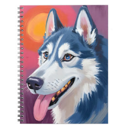Cuaderno Perro lobo siberiano | Pintura de retrato de perro