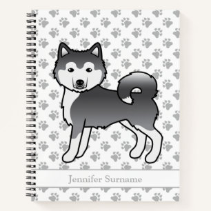 Cuaderno Perro Malamute Azul de Alaska & Texto Personalizad