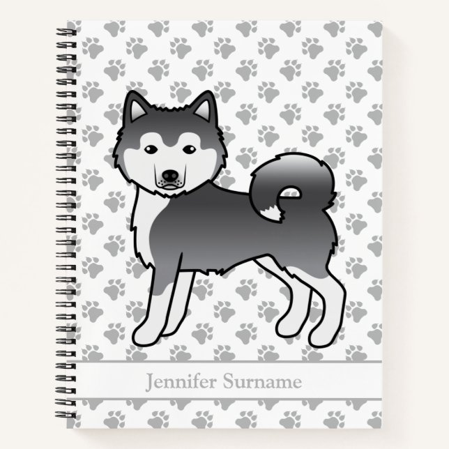 Cuaderno Perro Malamute Azul de Alaska & Texto Personalizad (Anverso)