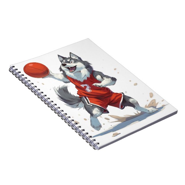 Cuaderno Perro Malamute de Alaska jugando básquetbol (Lado Derecho)