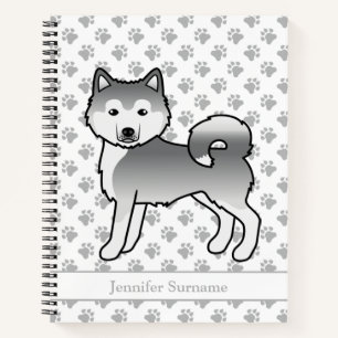 Cuaderno Perro Malamute de Alaska plateado y texto personal