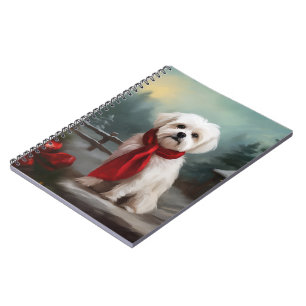 Cuaderno Perro maltés en Navidades de nieve