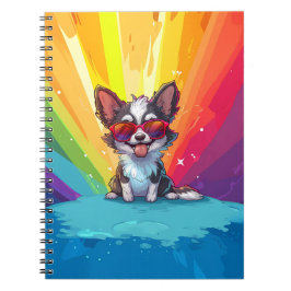 Cuaderno Perro marrón y blanco con gafas de sol
