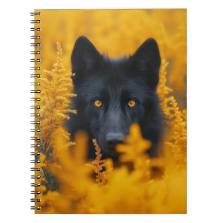 Cuaderno Perro negro con ojos de oro asombrosos