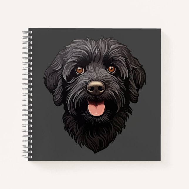 Cuaderno Perro negro Labradoodle (Anverso)