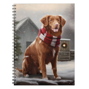 Cuaderno Perro Nova Scotia Duck Toller en Navidad con Nieve