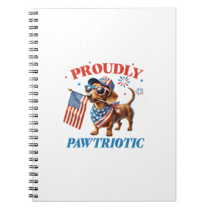 Cuaderno Perro orgullosamente patriota del 4 de julio de EE