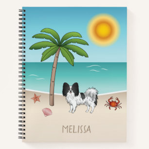Cuaderno Perro Papillon Blanco Y Negro Playa Tropical De Ve