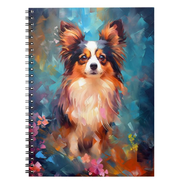 Cuaderno Perro Papillon colorido (Frente)