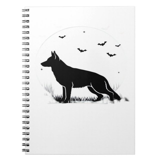 Cuaderno Perro Pastor Alemán - Silhouette Halloween Moon Cl (Frente)