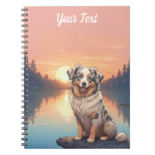 Cuaderno Perro pastor australiano junto al lago
