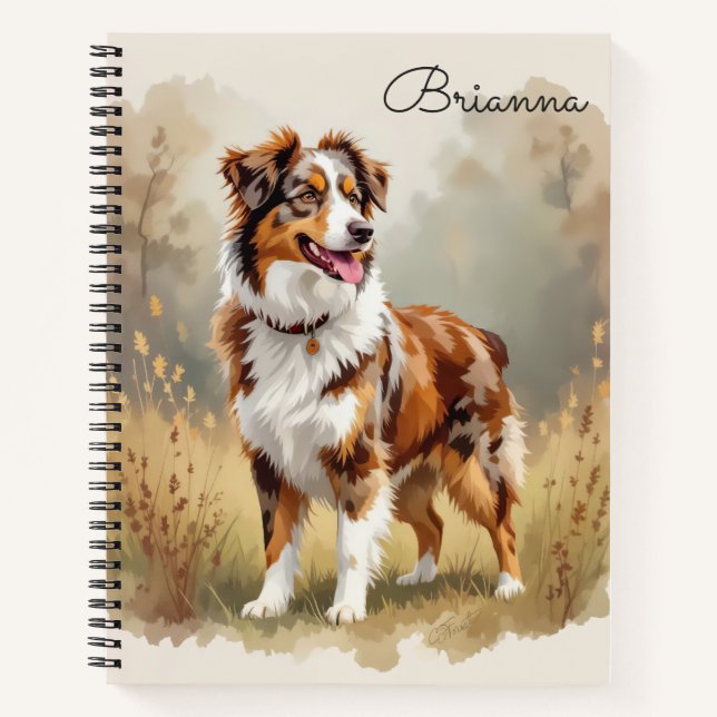Cuaderno Perro Pastor Australiano Merle Rojo Aussie (Anverso)
