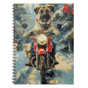 Cuaderno Perro pastor de Anatolia montando motocicleta Navi