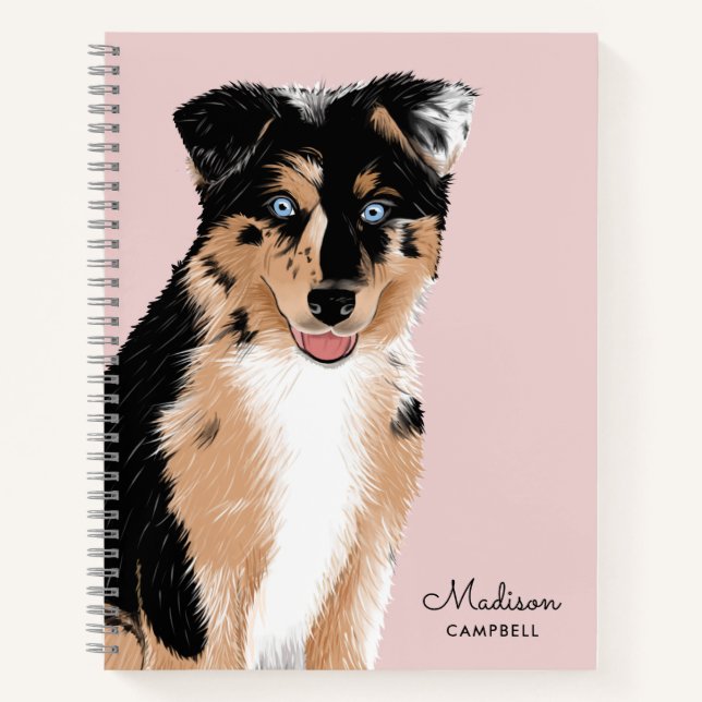 Cuaderno Perro pastor de pastor australiano | Nombre | Rubo (Anverso)