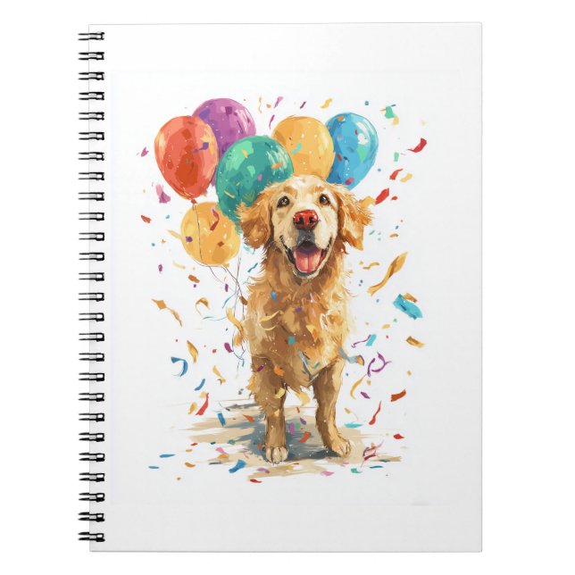 Cuaderno Perro Payaso Retriever � Perro de Circo con Globos (Frente)